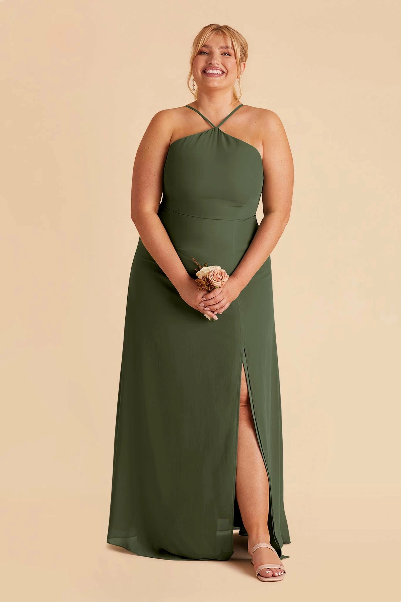 Juliet Chiffon Dress - Olive - Image 6