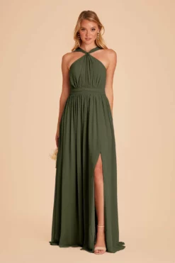 Kiko Chiffon Dress - Olive