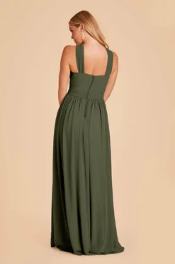 Kiko Chiffon Dress - Olive -US Skirt Sales 2024 olive kiko convertible slit bridesmaid dress 03