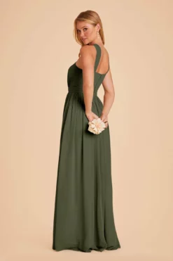 Kiko Chiffon Dress - Olive -US Skirt Sales 2024 olive kiko convertible slit bridesmaid dress 04