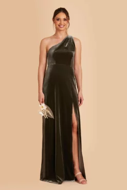 Kira Velvet Dress - Olive -US Skirt Sales 2024 olive kira velvet bridesmaid dress 03