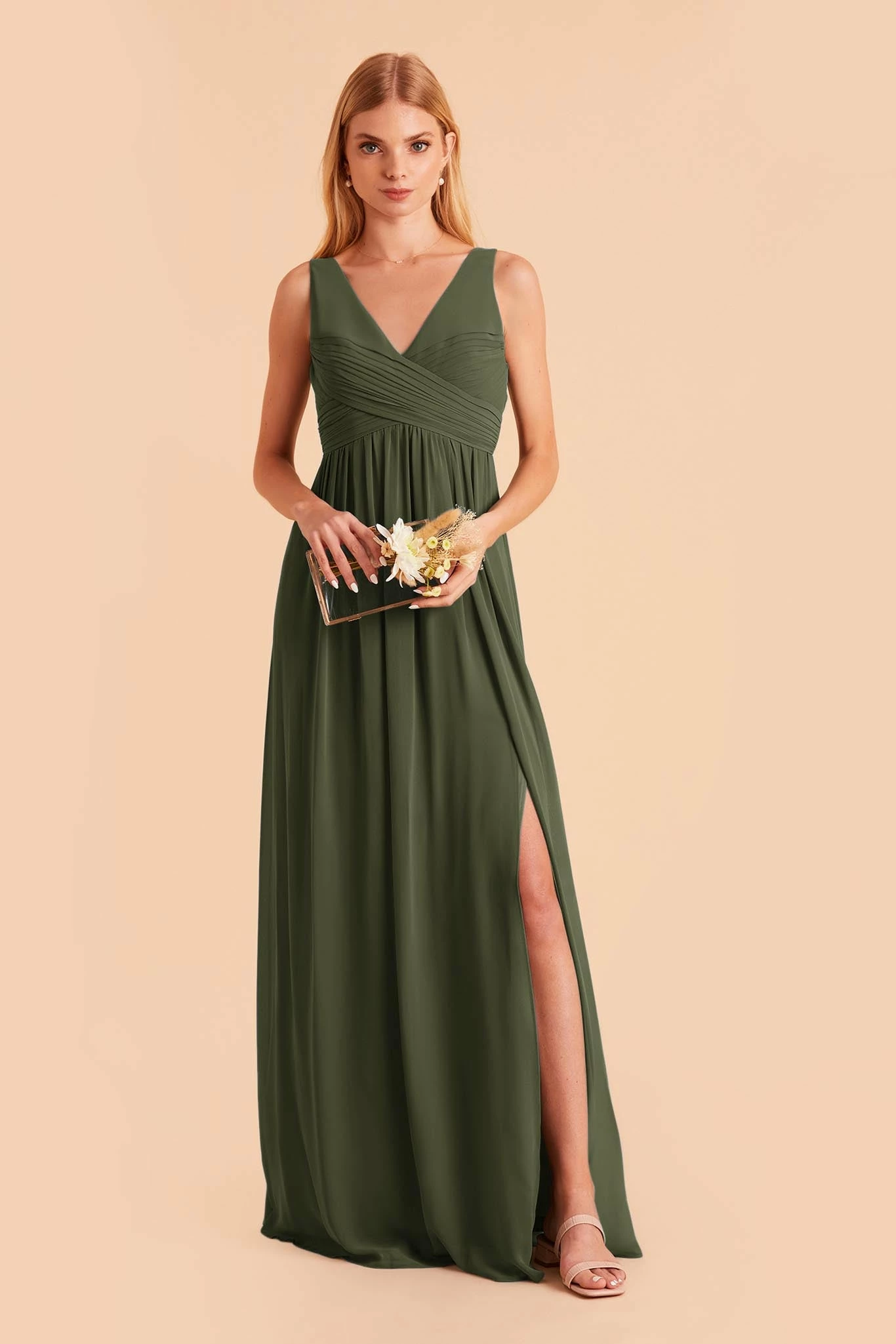 Laurie Empire Dress - Olive 4 Laurie Empire Dress - Olive - Image 4