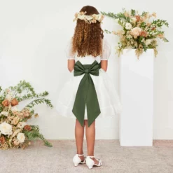 Liz Flower Girl Sash - Olive -US Skirt Sales 2024 olive liz flower girl sash 03