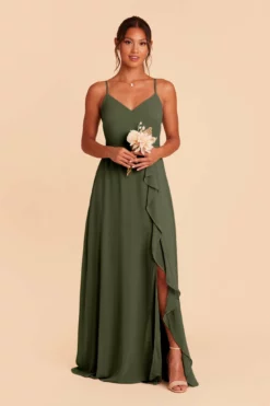 Theresa Chiffon Dress - Olive
