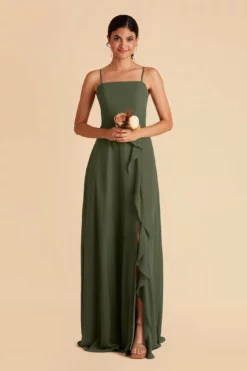 Winnie Convertible Chiffon Dress - Olive -US Skirt Sales 2024 olive winnie convertible slit bridesmaid dress 03