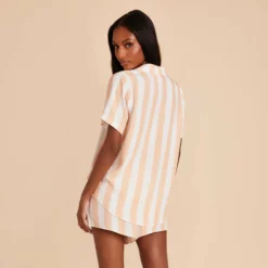 Eddie Pajama Set - Orange Stripe 17 Eddie Pajama Set - Orange Stripe -US Skirt Sales 2024 orange striped eddie bridesmaid pajamas set 05