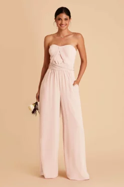 Gigi Convertible Jumpsuit - Pale Blush -US Skirt Sales 2024 pale blush gigi convertible bridesmaid jumpsuit 01
