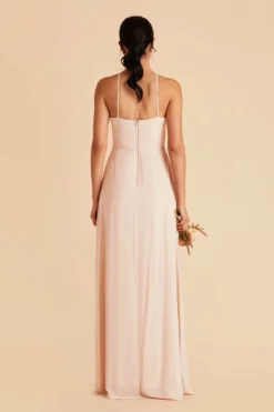 Juliet Chiffon Dress - Pale Blush -US Skirt Sales 2024 pale blush juliet slit bridesmaid dress 04