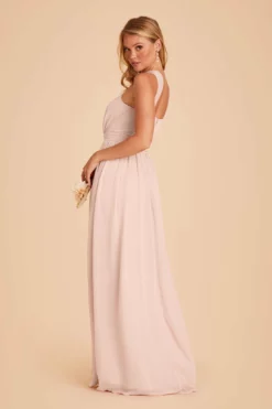Kiko Chiffon Dress - Pale Blush -US Skirt Sales 2024 pale blush kiko slit bridesmaid dress 04