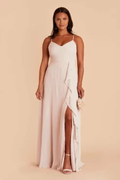Theresa Chiffon Dress - Pale Blush -US Skirt Sales 2024 pale blush theresa convertible slit bridesmaid dress 01