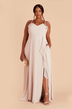 Theresa Chiffon Dress - Pale Blush -US Skirt Sales 2024 pale blush theresa plus size convertible slit bridesmaid dress 02