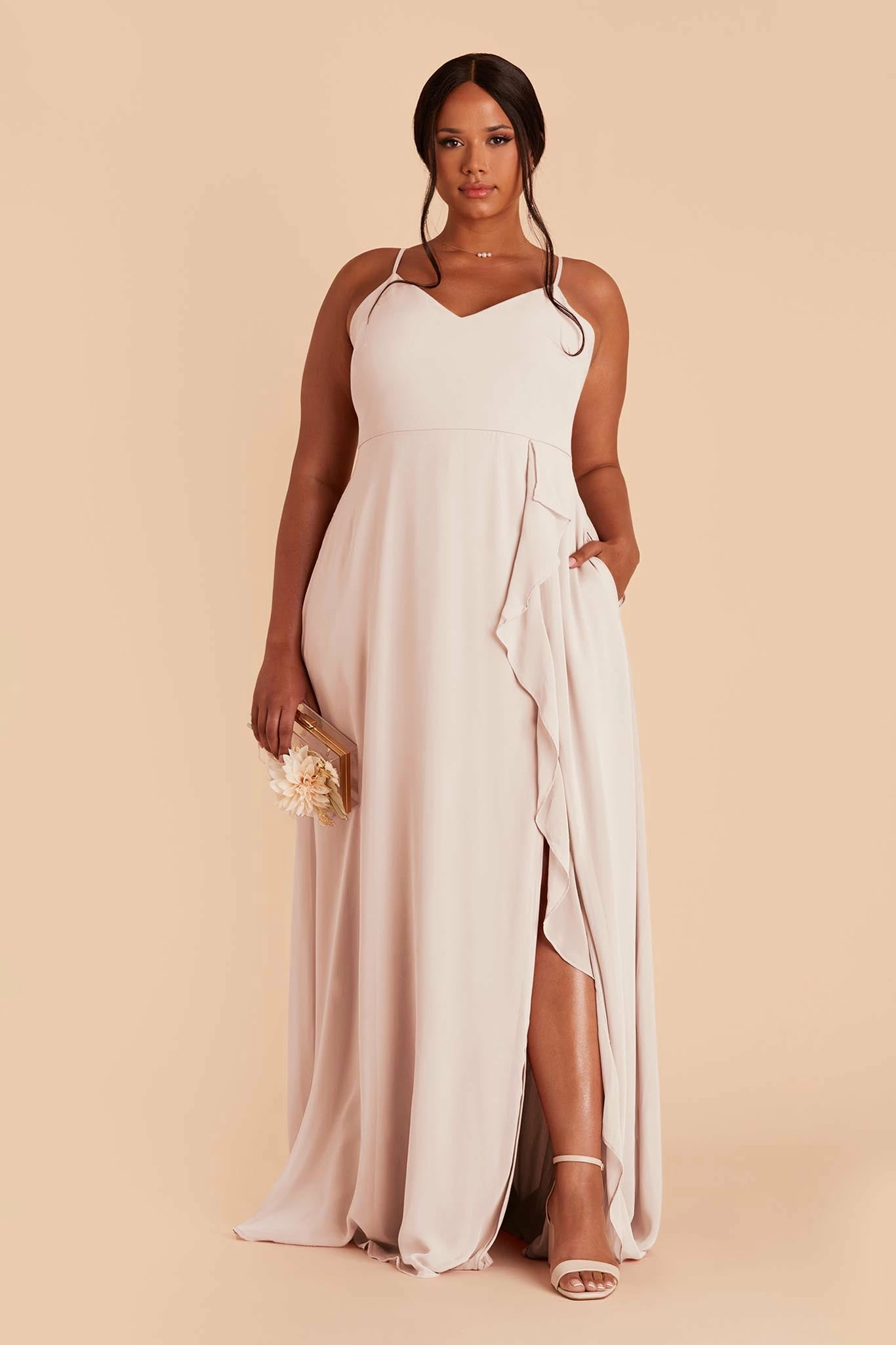 Theresa Chiffon Dress - Pale Blush - Image 5