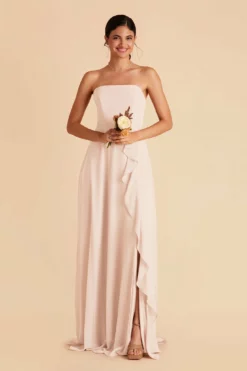 Winnie Convertible Chiffon Dress - Pale Blush -US Skirt Sales 2024 pale blush winnie convertible slit bridesmaid dress 05