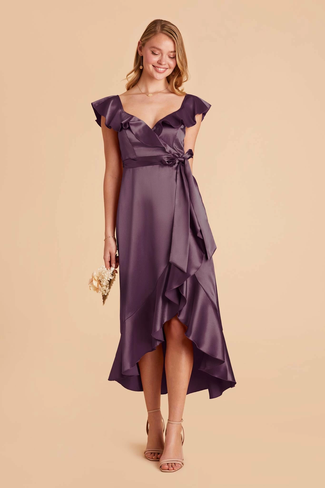 James Shiny Satin Midi Dress - Plum 3 James Shiny Satin Midi Dress - Plum - Image 3