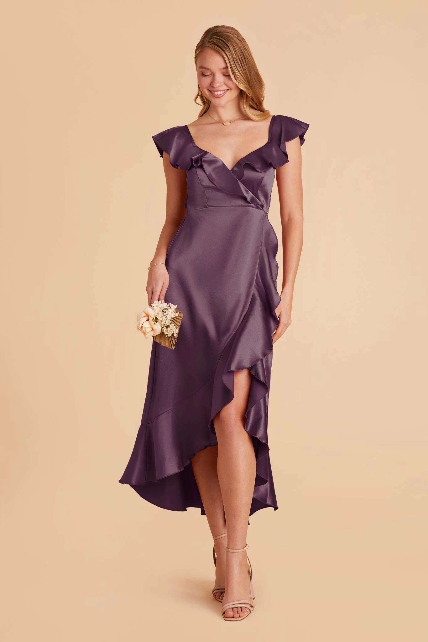 James Shiny Satin Midi Dress - Plum 1 James Shiny Satin Midi Dress - Plum