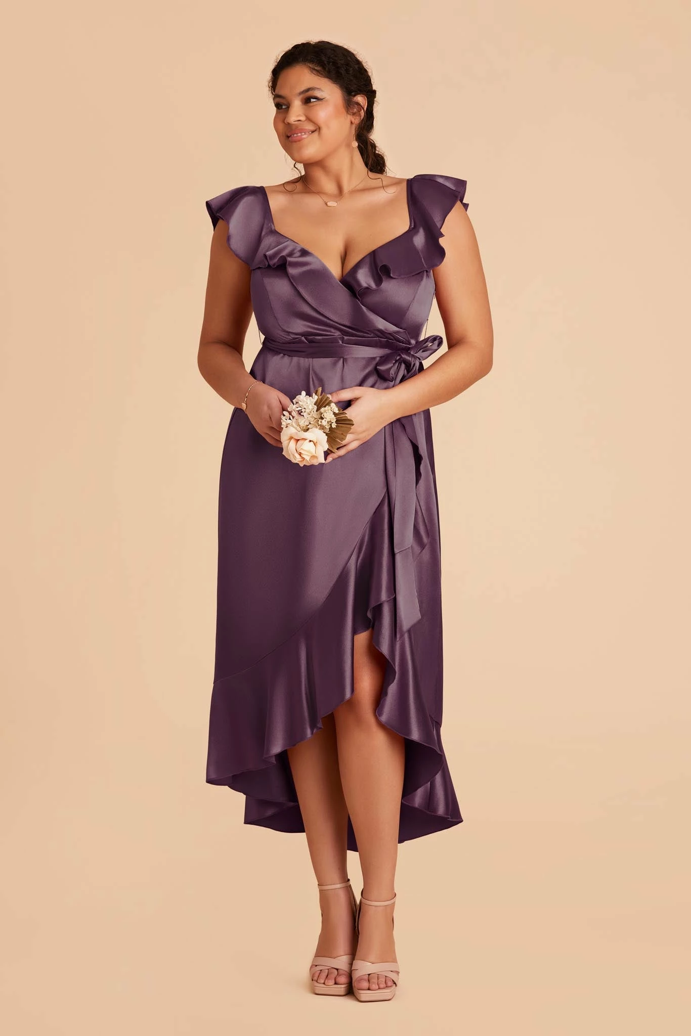 James Shiny Satin Midi Dress - Plum 2 James Shiny Satin Midi Dress - Plum - Image 2