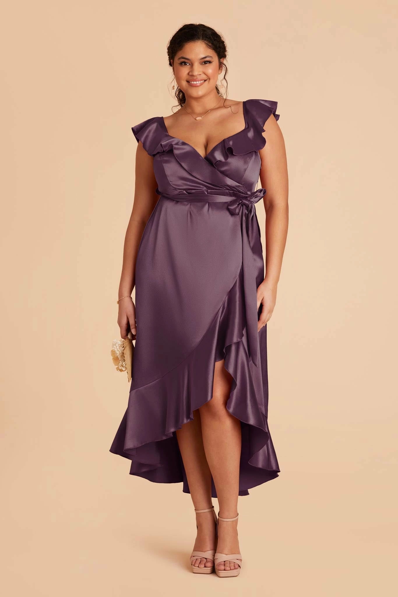James Shiny Satin Midi Dress - Plum 6 James Shiny Satin Midi Dress - Plum - Image 6
