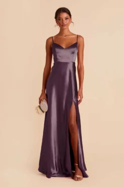Jay Shiny Satin Dress - Plum