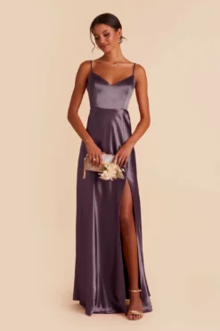 Jay Shiny Satin Dress - Plum -US Skirt Sales 2024 plum jay satin bridesmaid dress 03