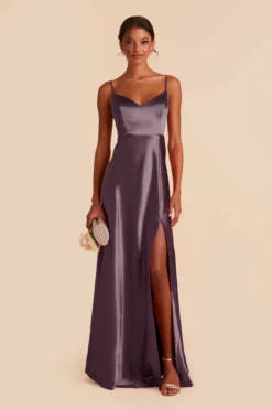 Jay Shiny Satin Dress - Plum -US Skirt Sales 2024 plum jay satin bridesmaid dress 04