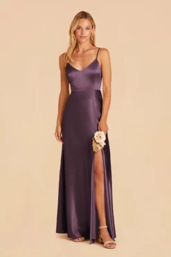 Jay Shiny Satin Dress - Plum -US Skirt Sales 2024 plum jay satin bridesmaid dress 06