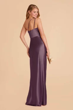 Kensie Shiny Satin Dress - Plum -US Skirt Sales 2024 plum kensie satin bridesmaid dress 02