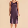Lisa Shiny Satin Midi Dress - Plum