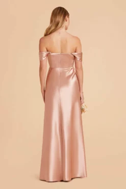 Mia Shiny Satin Convertible Dress - Rose Gold -US Skirt Sales 2024 rose gold mia convertible satin bridesmaid dress 01