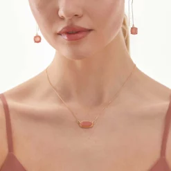 Presley Charm Necklace - Rose Pink -US Skirt Sales 2024 rose pink druzy presley charm necklace accessories 03