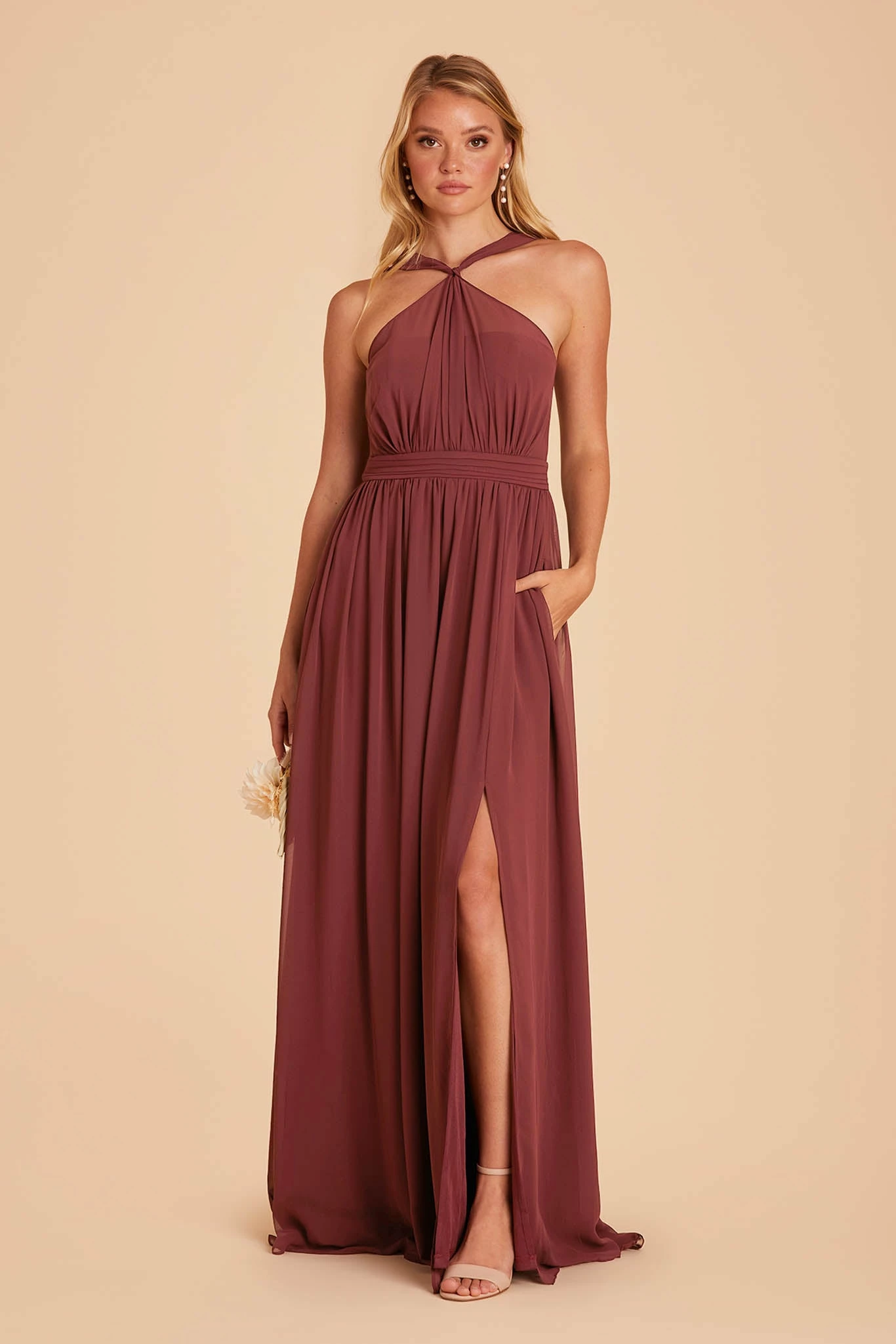 Kiko Chiffon Dress - Rosewood 3 Kiko Chiffon Dress - Rosewood - Image 3