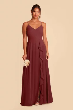 Theresa Chiffon Dress - Rosewood -US Skirt Sales 2024 rosewood theresa convertible slit bridesmaid dress 01