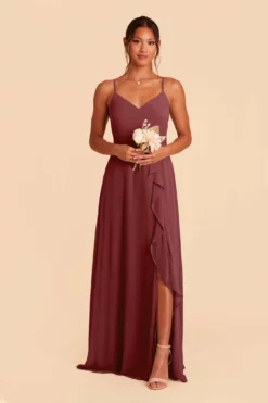 Theresa Chiffon Dress - Rosewood -US Skirt Sales 2024 rosewood theresa convertible slit bridesmaid dress 02