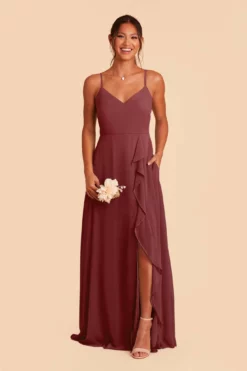 Theresa Chiffon Dress - Rosewood