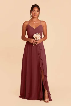 Theresa Chiffon Dress - Rosewood -US Skirt Sales 2024 rosewood theresa convertible slit bridesmaid dress 04