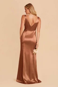 Gloria Shiny Satin Dress - Rust -US Skirt Sales 2024 rust gloria satin bridesmaid dress 04