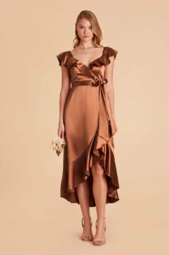 James Shiny Satin Midi Dress - Rust 11 James Shiny Satin Midi Dress - Rust -US Skirt Sales 2024 rust james satin bridesmaid dress 01