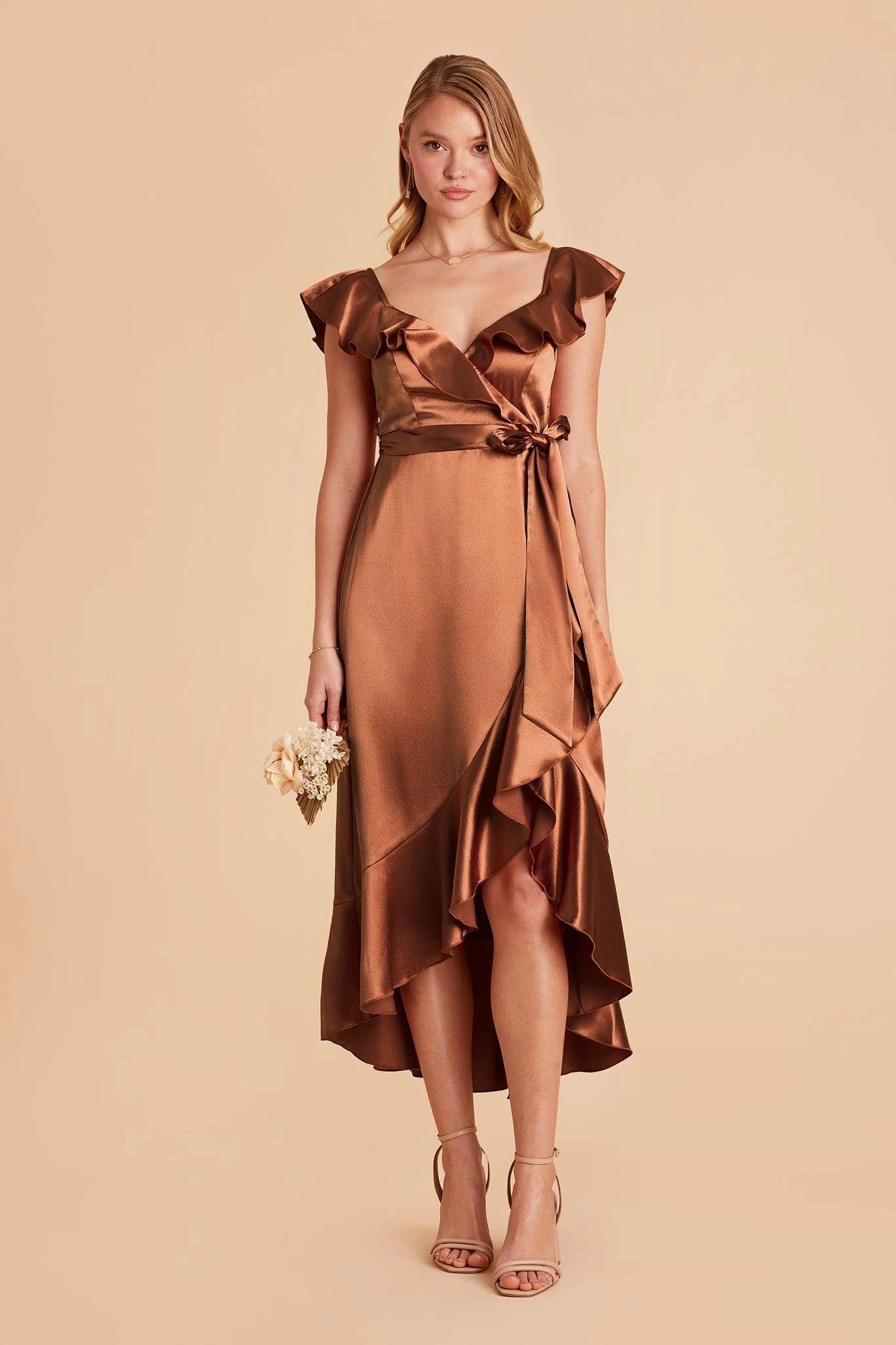 James Shiny Satin Midi Dress - Rust 4 James Shiny Satin Midi Dress - Rust - Image 4