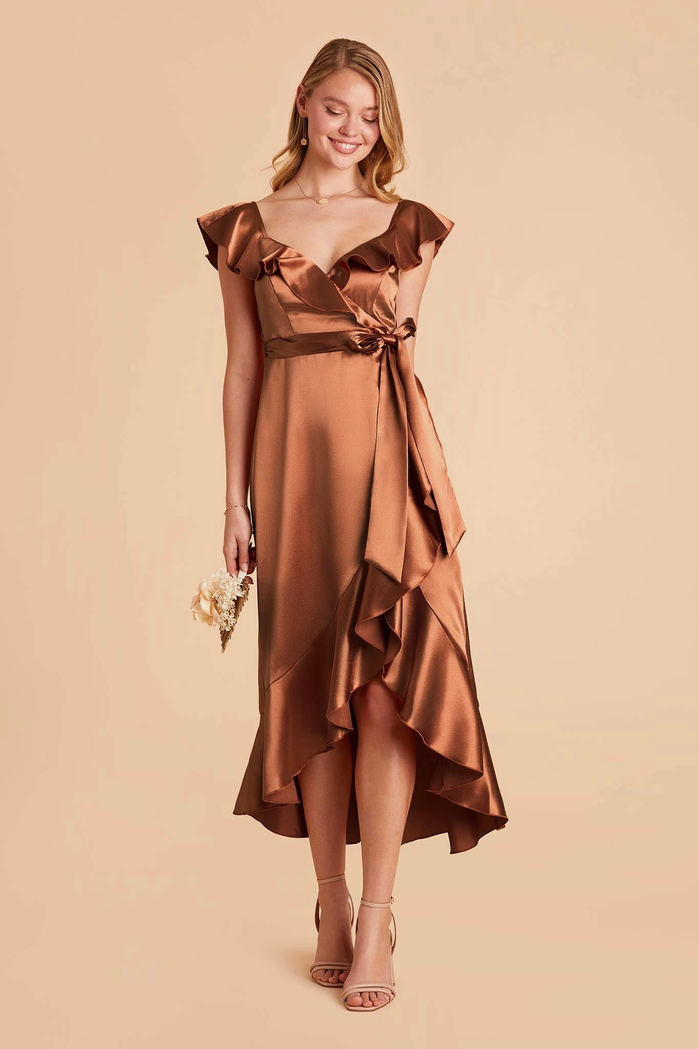 James Shiny Satin Midi Dress - Rust 1 James Shiny Satin Midi Dress - Rust
