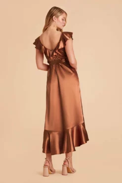 James Shiny Satin Midi Dress - Rust 12 James Shiny Satin Midi Dress - Rust -US Skirt Sales 2024 rust james satin bridesmaid dress 03