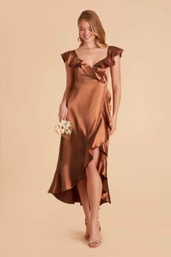 James Shiny Satin Midi Dress - Rust 10 James Shiny Satin Midi Dress - Rust -US Skirt Sales 2024 rust james satin bridesmaid dress 04