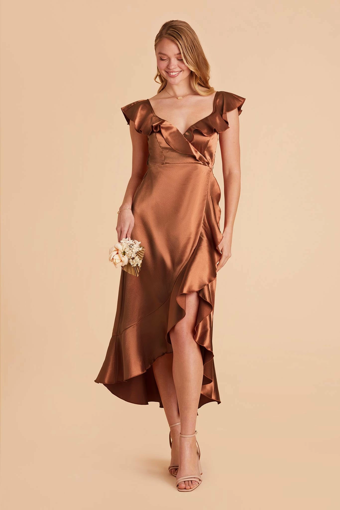 James Shiny Satin Midi Dress - Rust 3 James Shiny Satin Midi Dress - Rust - Image 3