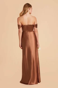 Mia Shiny Satin Convertible Dress - Rust -US Skirt Sales 2024 rust mia convertible satin bridesmaid dress 01