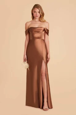 Mia Shiny Satin Convertible Dress - Rust -US Skirt Sales 2024 rust mia convertible satin bridesmaid dress 02