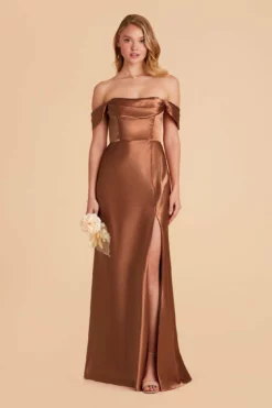 Mia Shiny Satin Convertible Dress - Rust -US Skirt Sales 2024 rust mia convertible satin bridesmaid dress 03