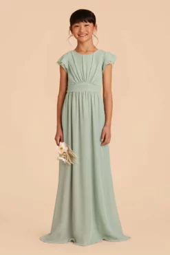 Celine Junior Dress - Sage -US Skirt Sales 2024 sage celine junior bridesmaid dress 01