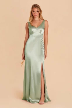 Gloria Shiny Satin Dress - Sage 11 Gloria Shiny Satin Dress - Sage -US Skirt Sales 2024 sage gloria satin bridesmaid dress 02