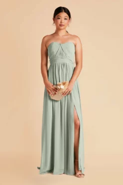 Grace Convertible Dress - Sage -US Skirt Sales 2024 sage grace convertible slit chiffon bridesmaid dress 01