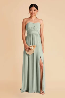 Grace Convertible Dress - Sage -US Skirt Sales 2024 sage grace convertible slit chiffon bridesmaid dress 02