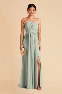 Grace Convertible Dress - Sage -US Skirt Sales 2024 sage grace convertible slit chiffon bridesmaid dress 03