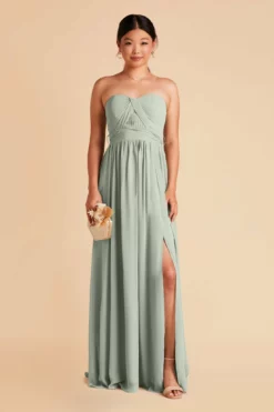 Grace Convertible Dress - Sage -US Skirt Sales 2024 sage grace convertible slit chiffon bridesmaid dress 04